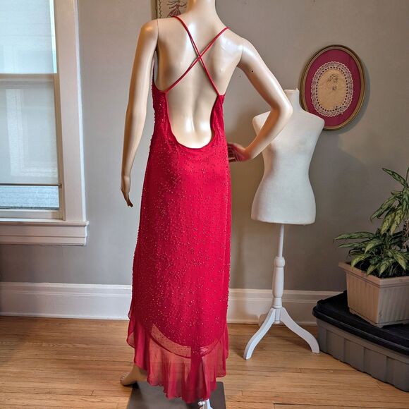 Vintage 90s Masquerade Prom Gown Siren Red Jessica Rabbit Salsa Whimsygoth 11 - Picture 3 of 13